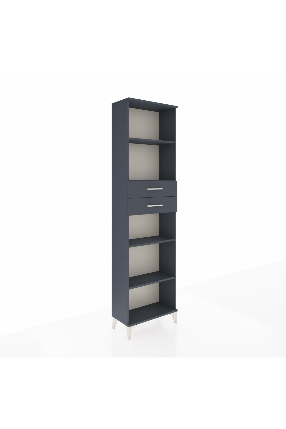 Arges Dolap 4 Raflı 2 Çekmeceli 60x30x221 Antrasit-Antrasit