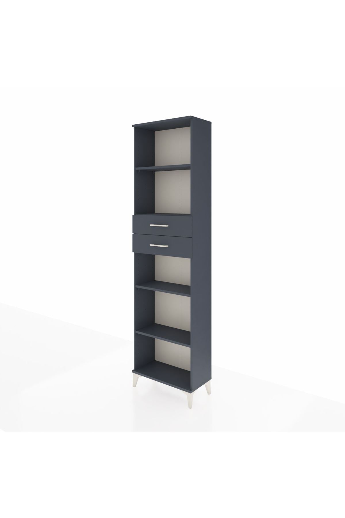 Arges Dolap 4 Raflı 2 Çekmeceli 60x30x221 Antrasit-Antrasit