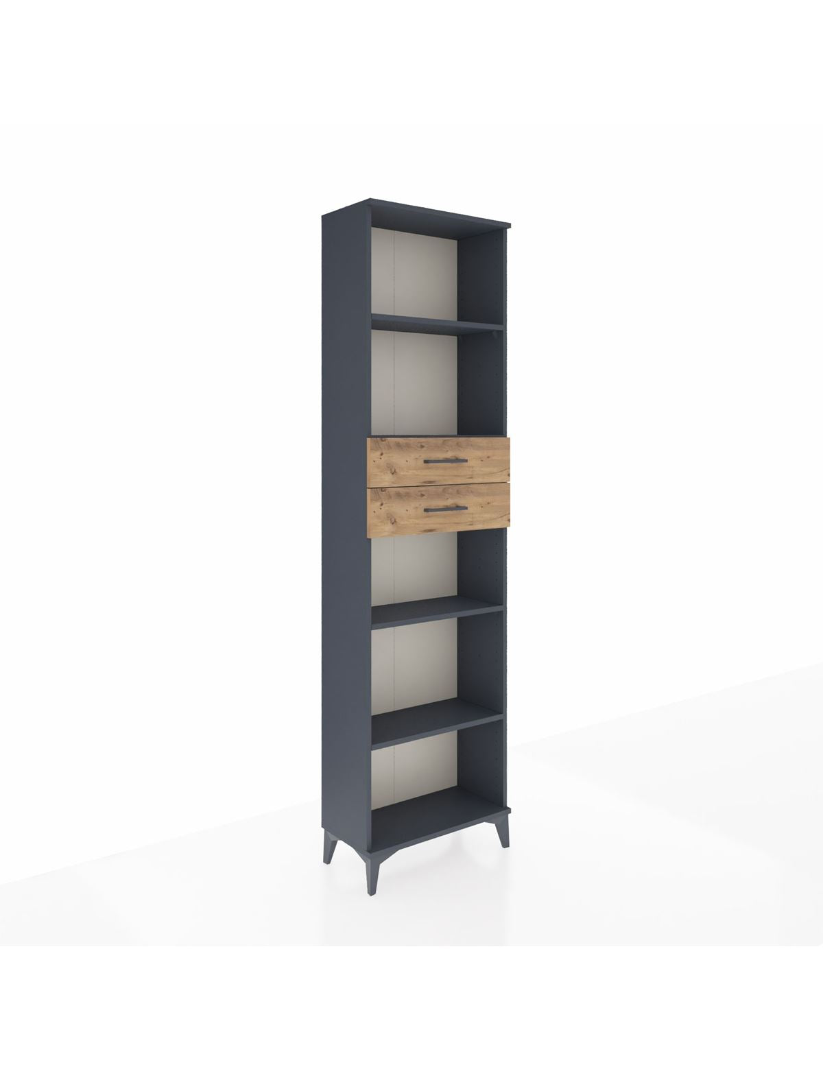 Arges Dolap 4 Raflı 2 Çekmeceli 60x30x221 Antrasit-Çam