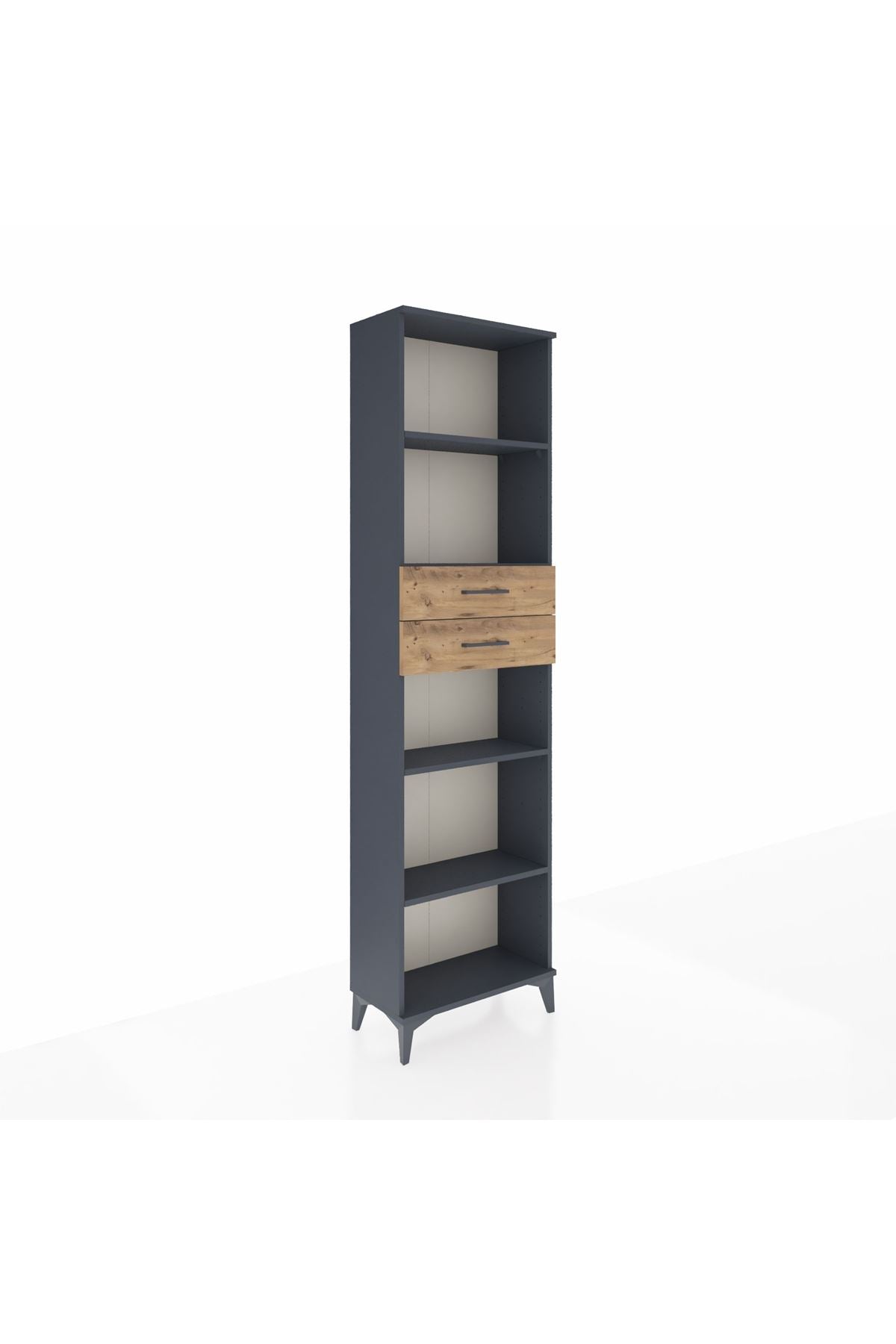 Arges Dolap 4 Raflı 2 Çekmeceli 60x30x221 Antrasit-Çam