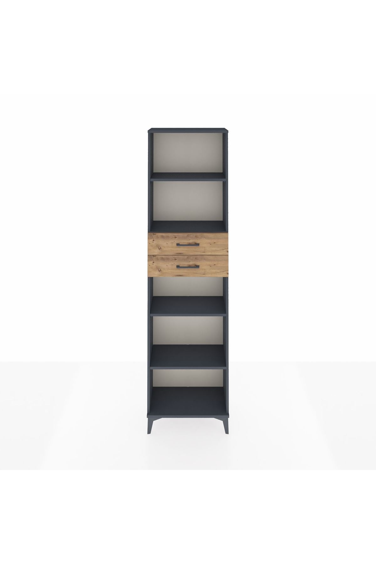 Arges Dolap 4 Raflı 2 Çekmeceli 60x30x221 Antrasit-Çam