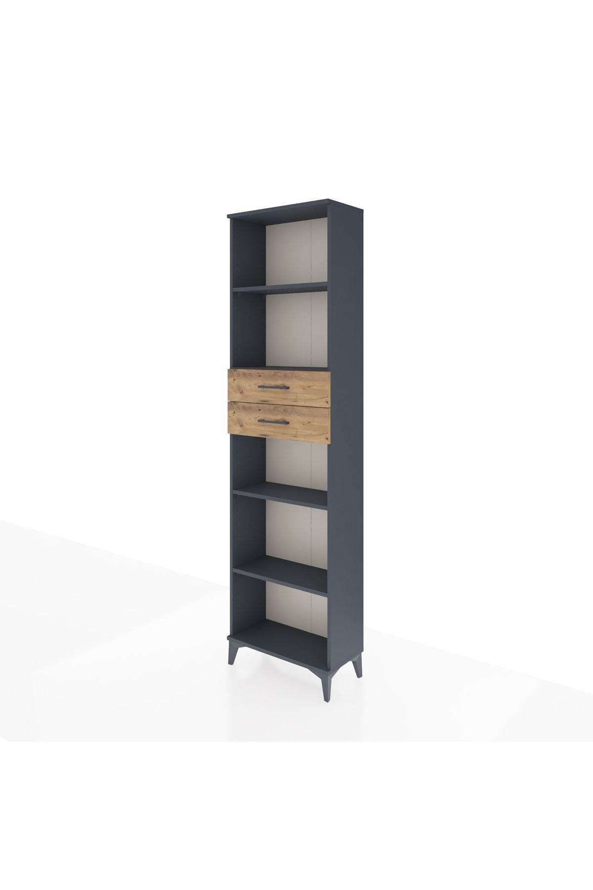 Arges Dolap 4 Raflı 2 Çekmeceli 60x30x221 Antrasit-Çam