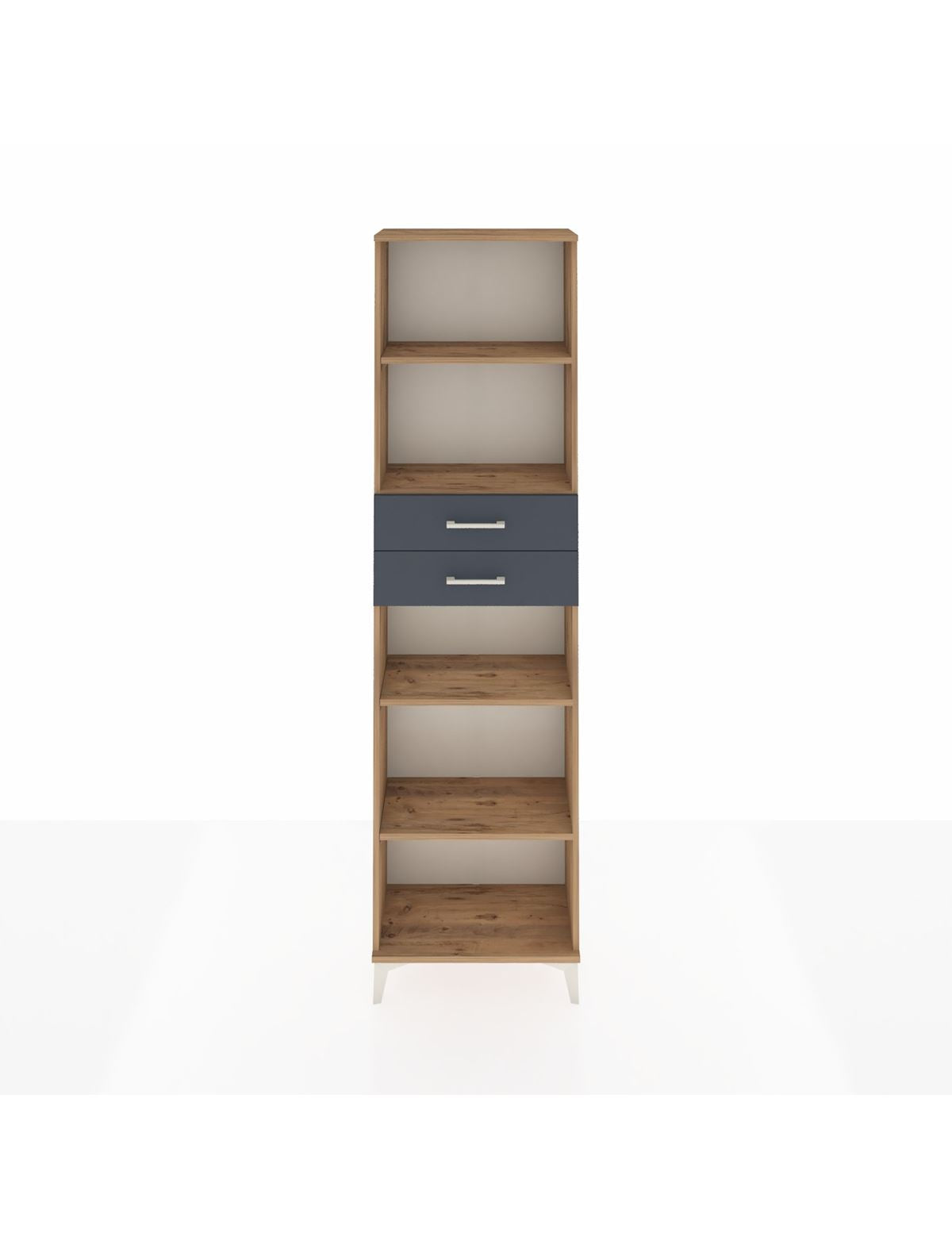 Arges Dolap 4 Raflı 2 Çekmeceli 60x30x221 Çam-Antrasit