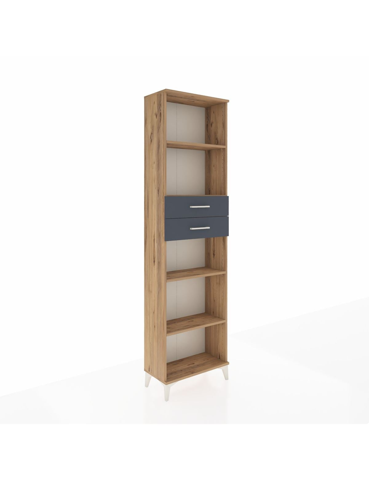 Arges Dolap 4 Raflı 2 Çekmeceli 60x30x221 Çam-Antrasit