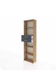 Arges Dolap 4 Raflı 2 Çekmeceli 60x30x221 Çam-Antrasit