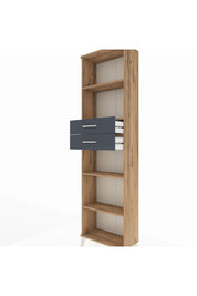 Arges Dolap 4 Raflı 2 Çekmeceli 60x30x221 Çam-Antrasit