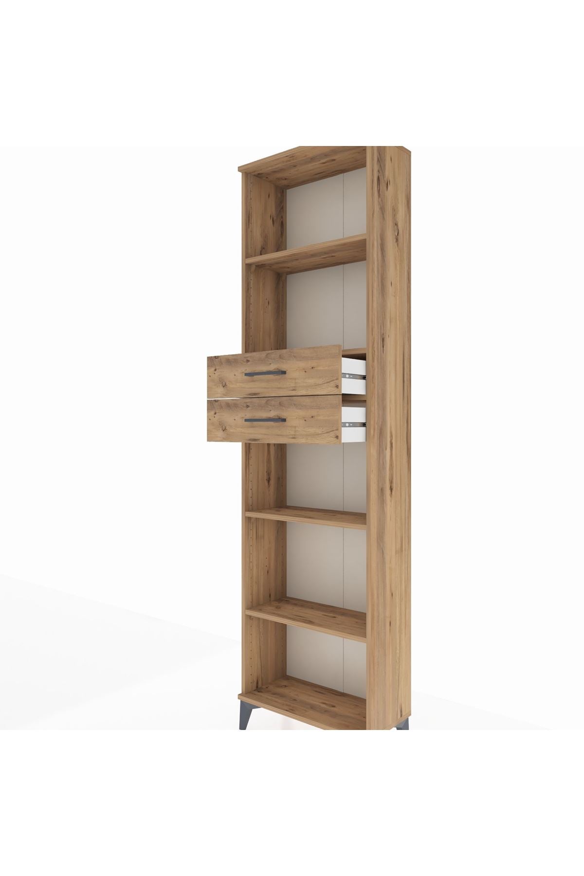 Arges Dolap 4 Raflı 2 Çekmeceli 60x30x221 Çam-Çam