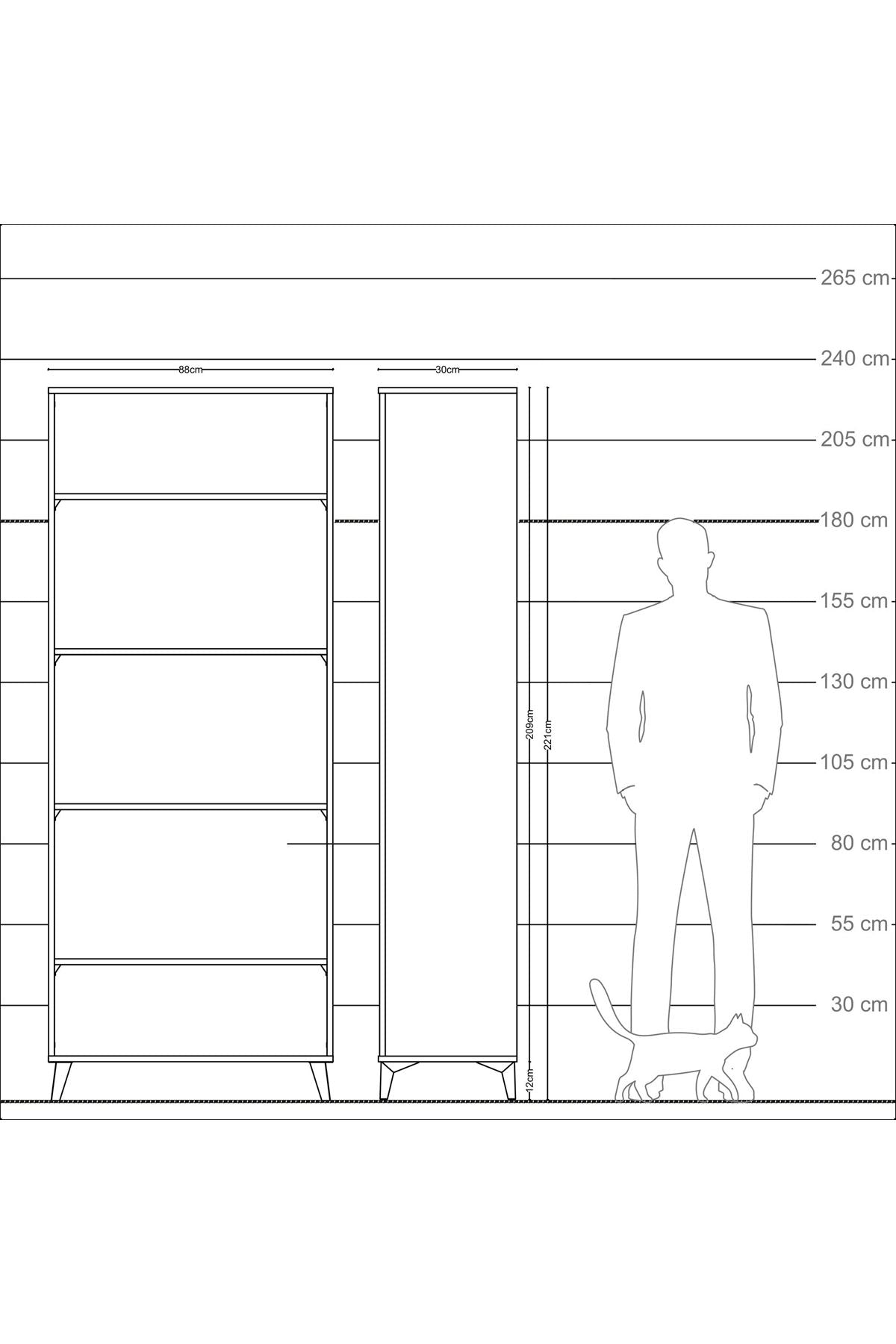Arges Dolap 4 Raflı 88x30x221 Çam-Antrasit
