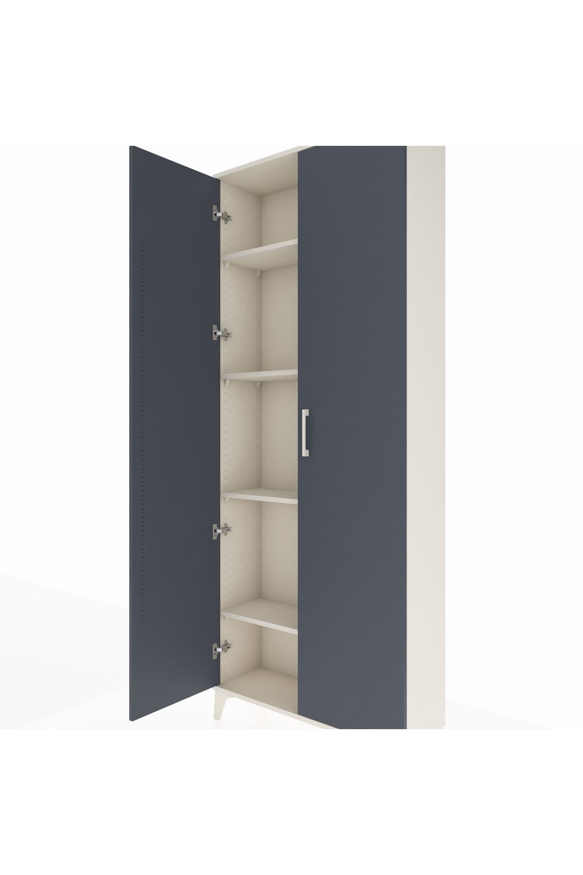 Arges Dolap 4 Raflı 2 Kapaklı 88x30x221 Aytaşı-Antrasit