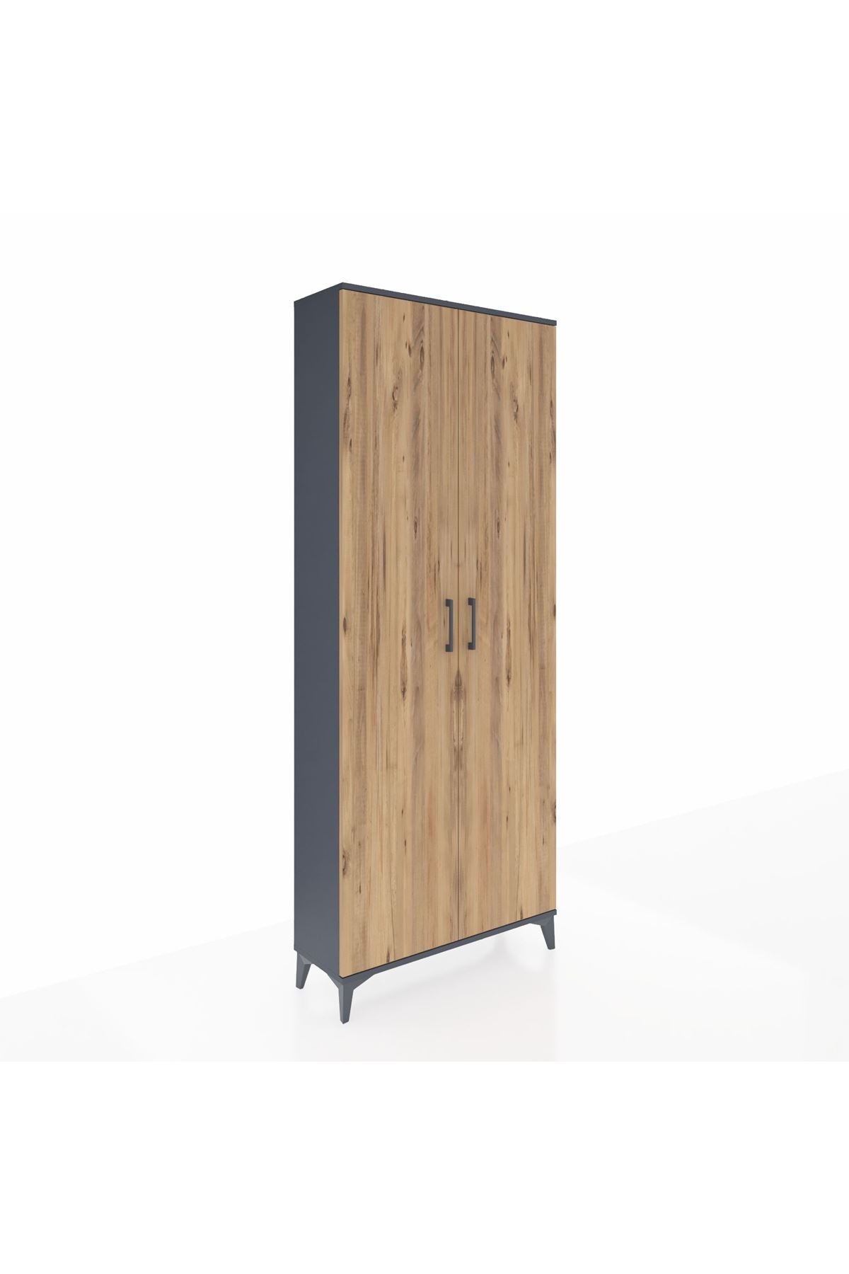 Arges Dolap 4 Raflı 2 Kapaklı 88x30x221 Antrasit-Çam