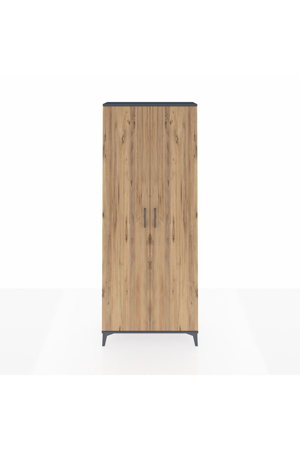 Arges Dolap 4 Raflı 2 Kapaklı 88x30x221 Antrasit-Çam