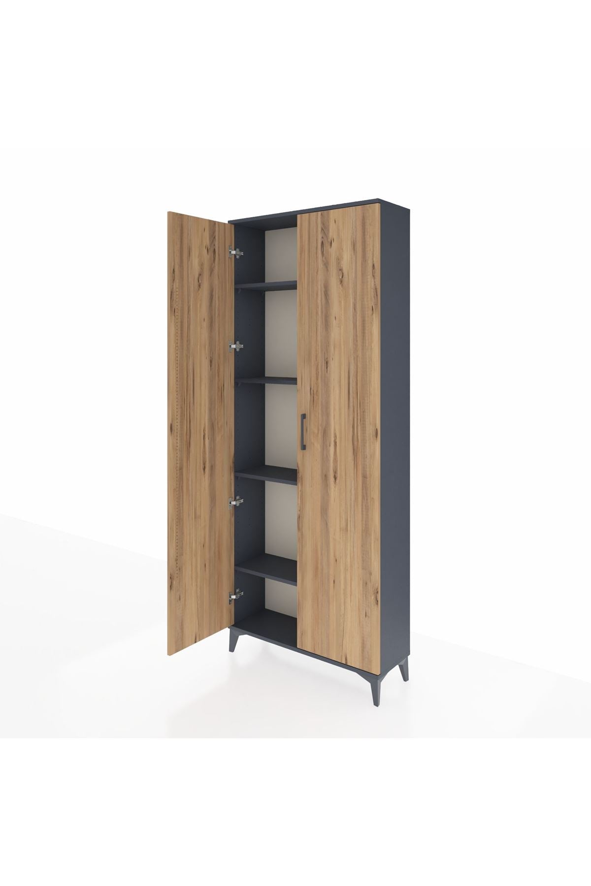 Arges Dolap 4 Raflı 2 Kapaklı 88x30x221 Antrasit-Çam