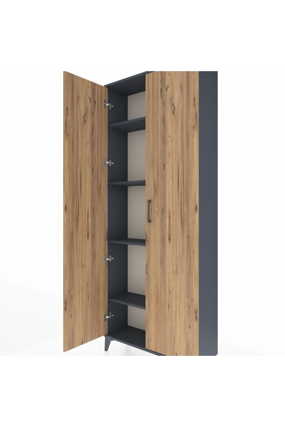 Arges Dolap 4 Raflı 2 Kapaklı 88x30x221 Antrasit-Çam