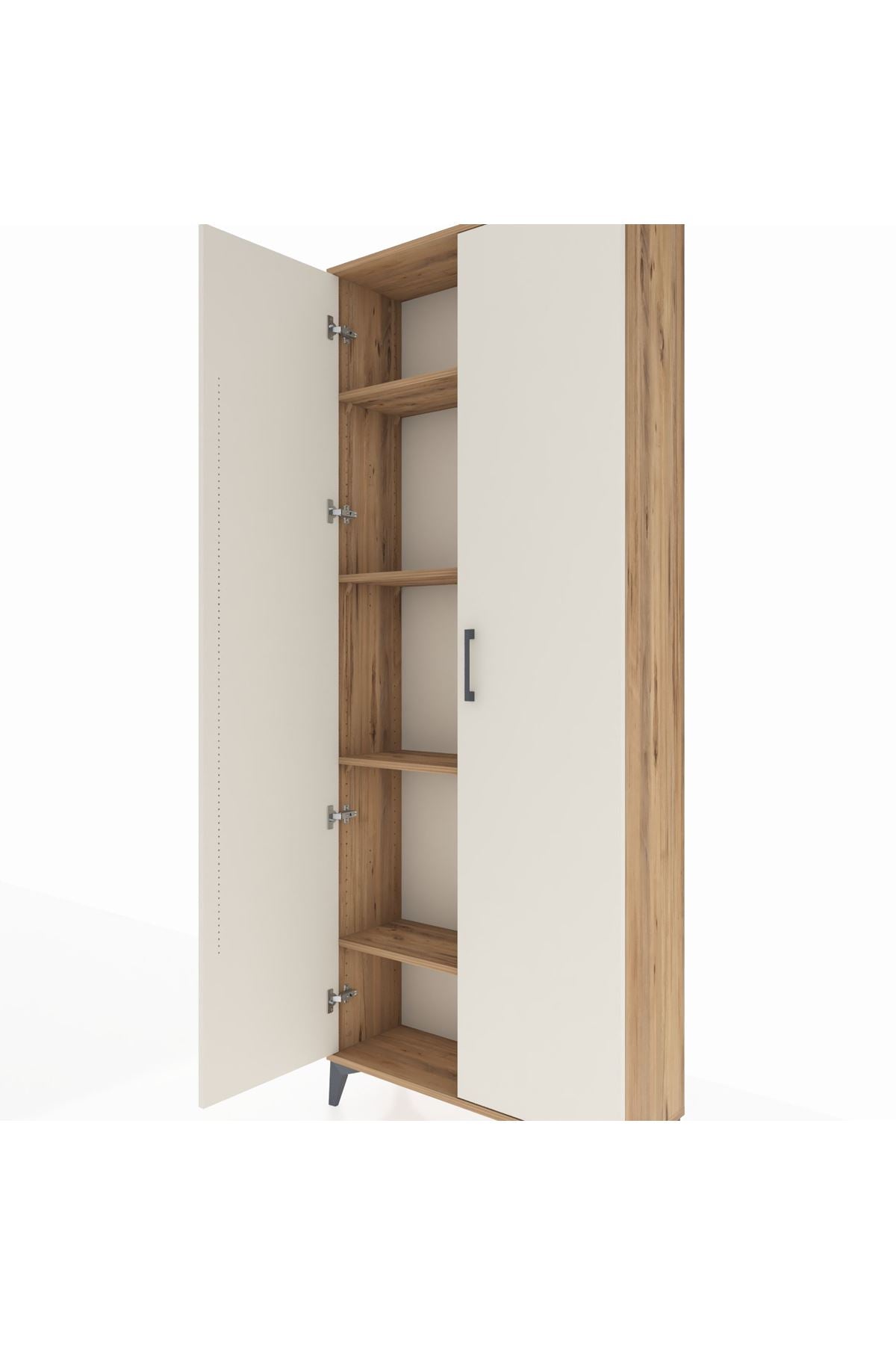 Arges Dolap 4 Raflı 2 Kapaklı 88x30x221 Çam-Aytaşı