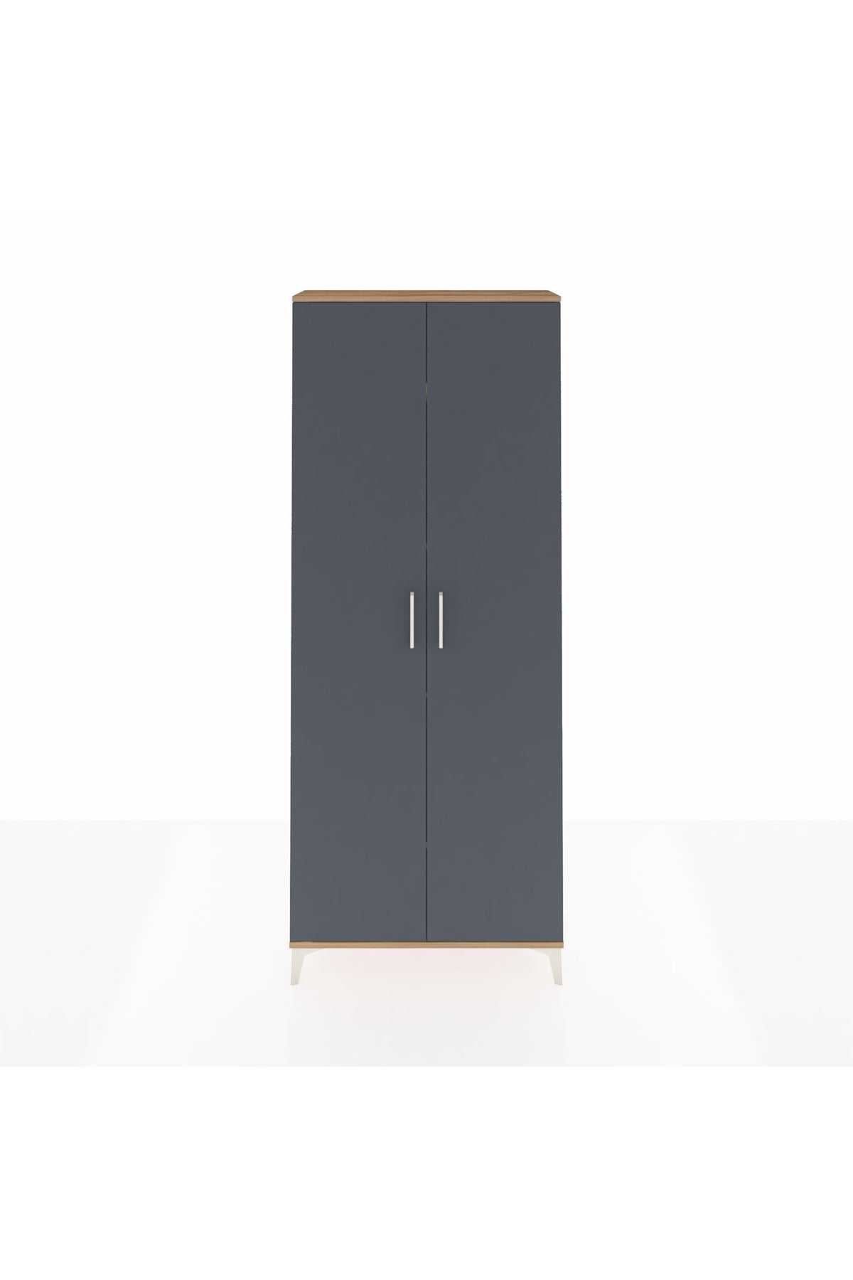 Arges Dolap 4 Raflı 2 Kapaklı 88x30x221 Çam-Antrasit