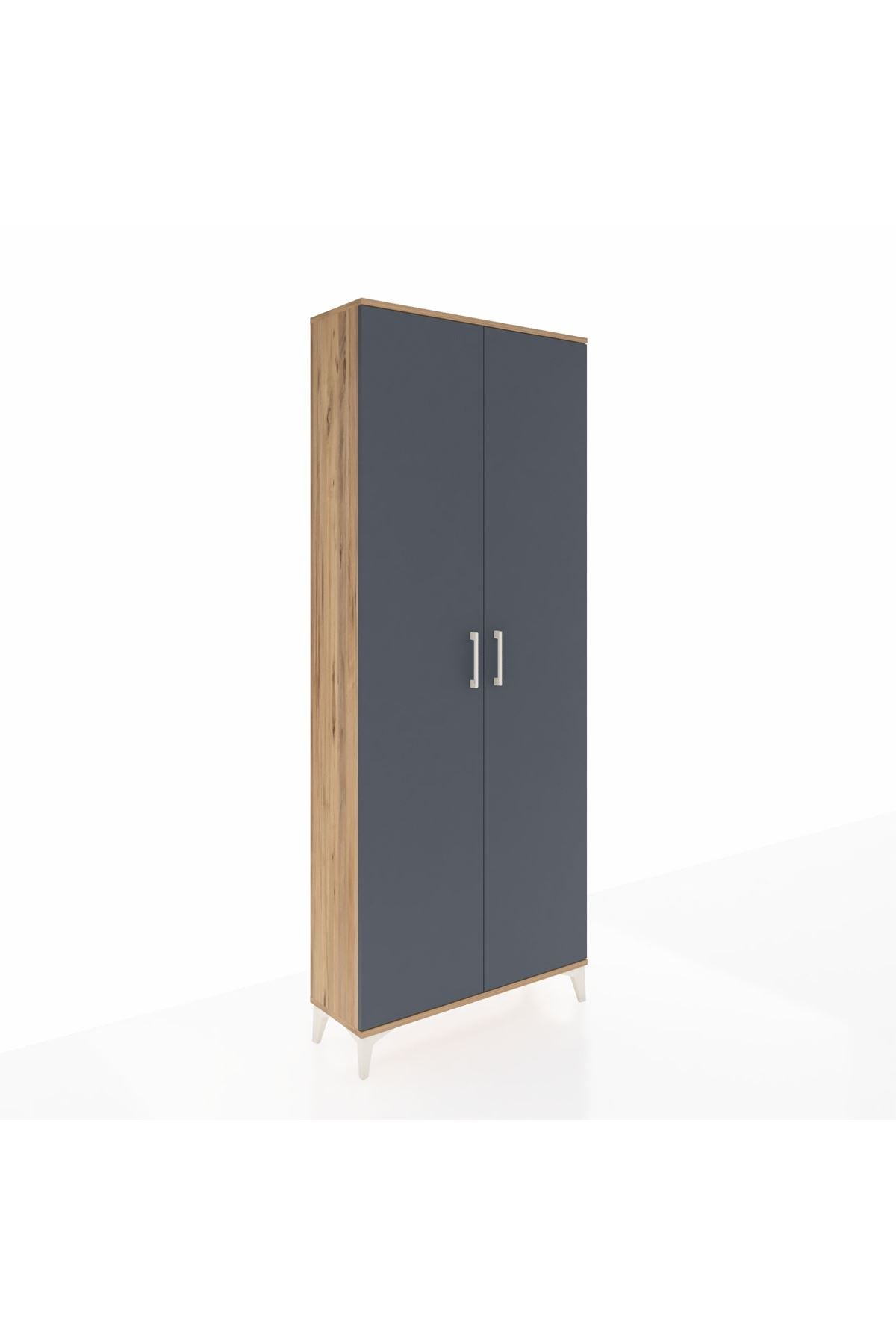 Arges Dolap 4 Raflı 2 Kapaklı 88x30x221 Çam-Antrasit