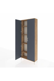 Arges Dolap 4 Raflı 2 Kapaklı 88x30x221 Çam-Antrasit