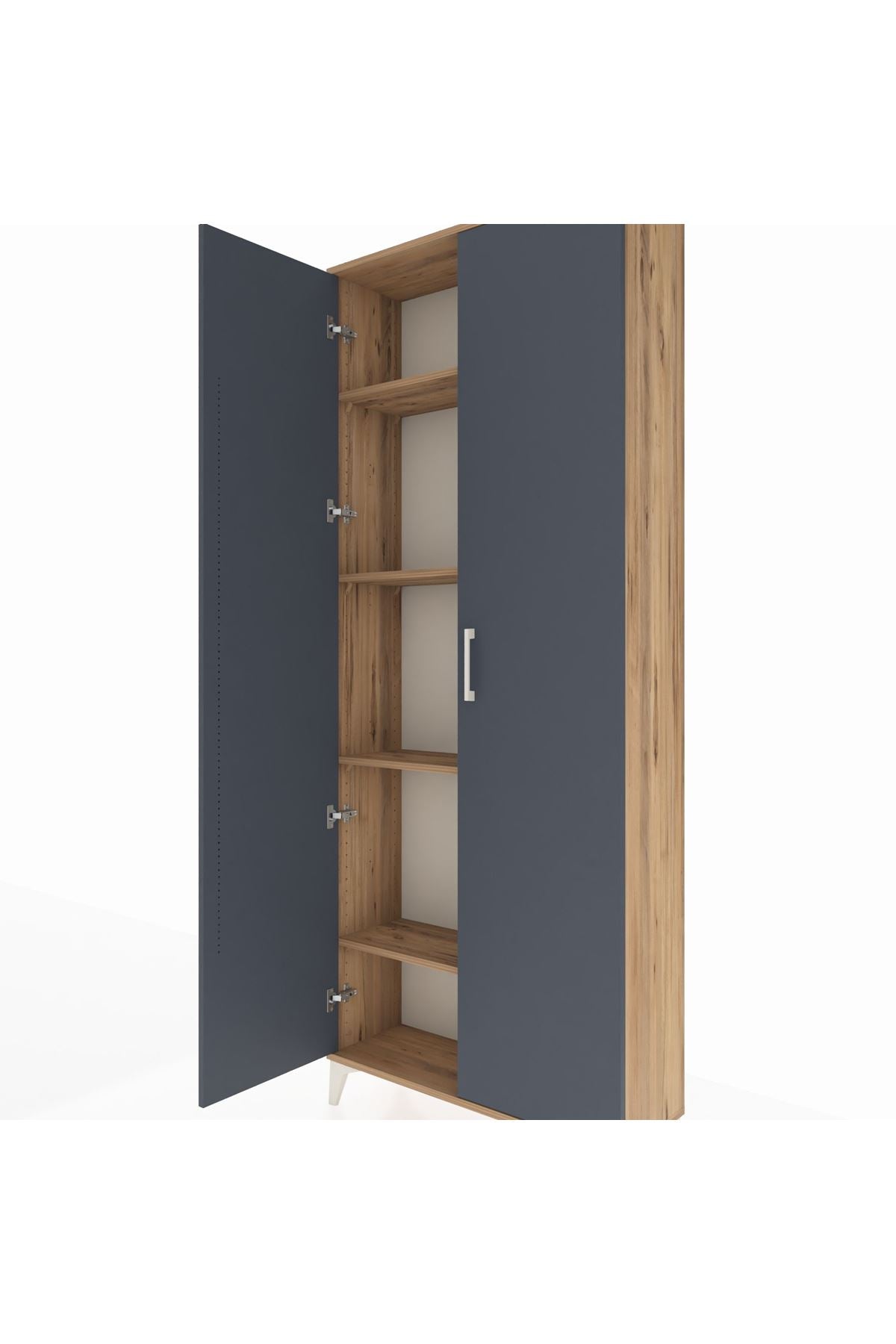 Arges Dolap 4 Raflı 2 Kapaklı 88x30x221 Çam-Antrasit