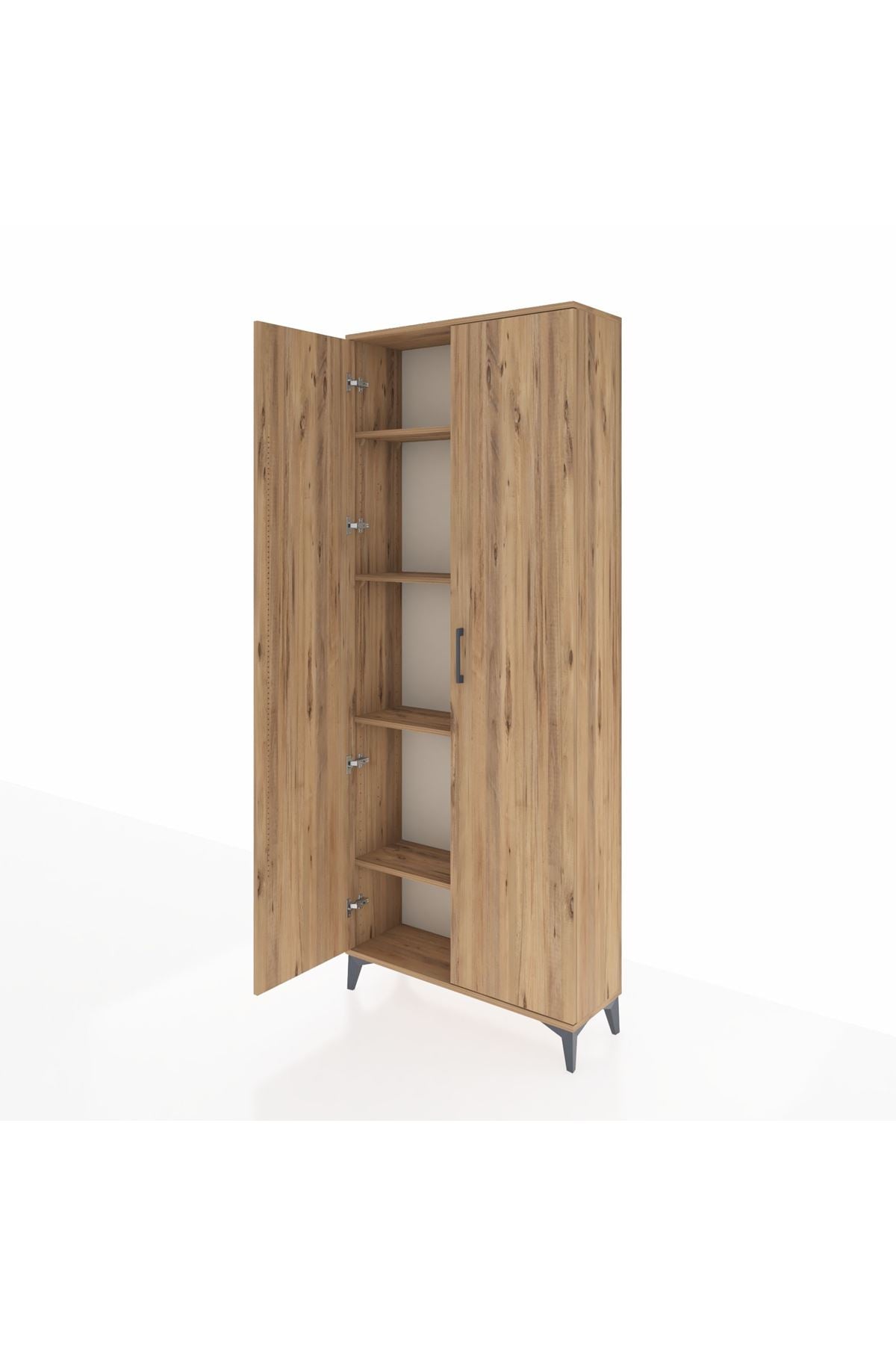 Arges Dolap 4 Raflı 2 Kapaklı 88x30x221 Çam-Çam