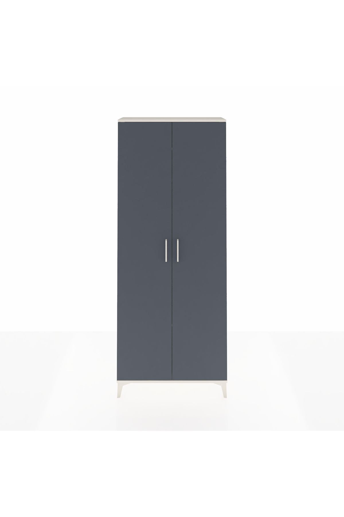 Arges Dolap 2 Raflı 2 Kapaklı Tek Askılı 88x30x221 Aytaşı-Antrasit