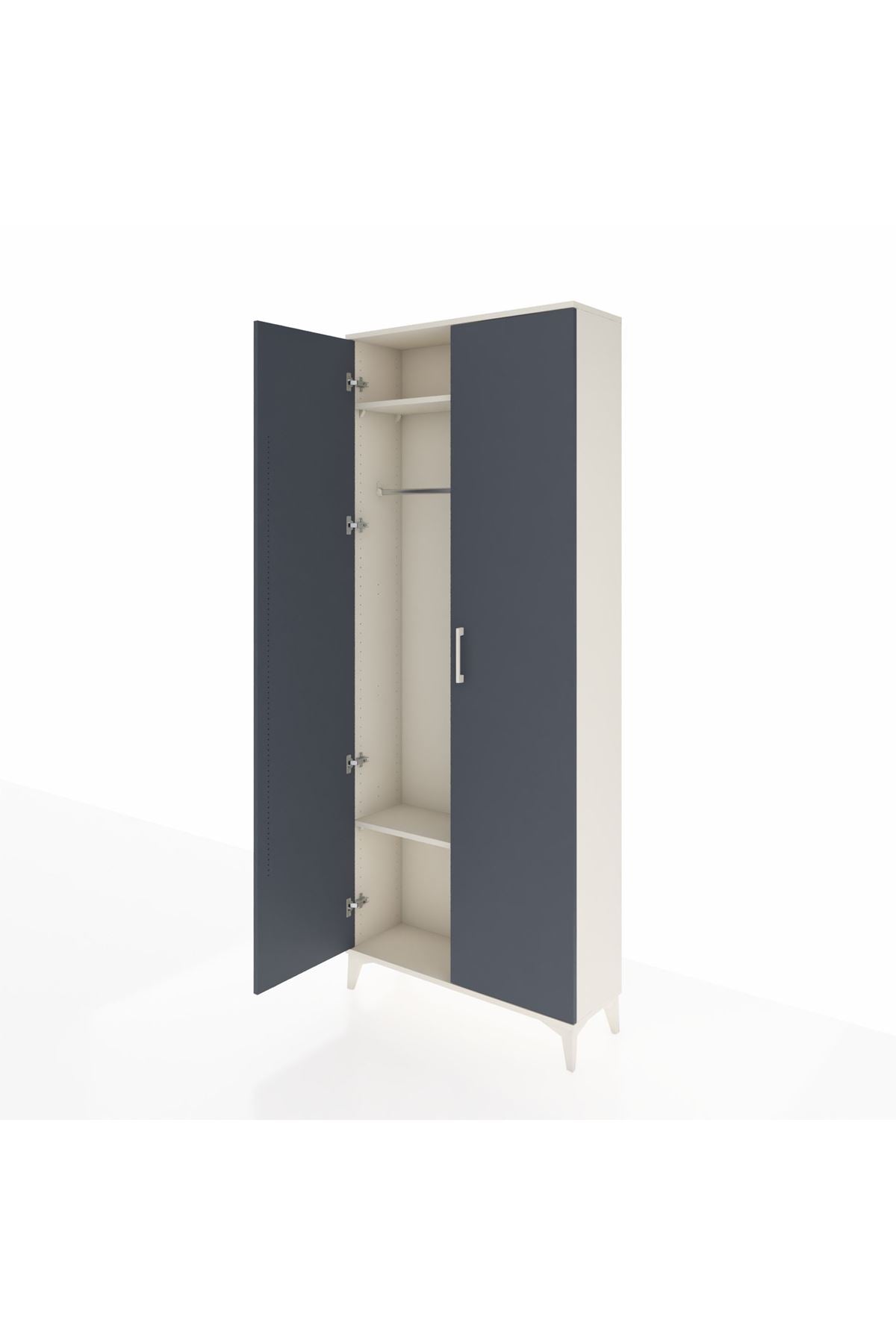 Arges Dolap 2 Raflı 2 Kapaklı Tek Askılı 88x30x221 Aytaşı-Antrasit