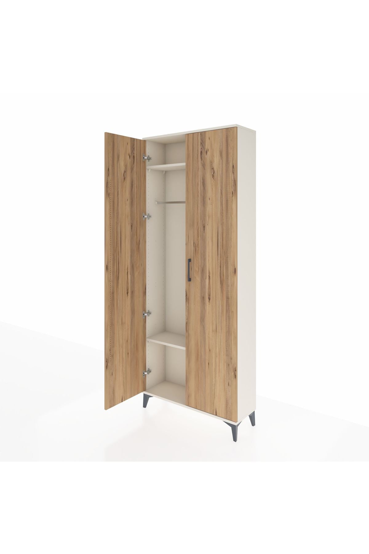 Arges Dolap 2 Raflı 2 Kapaklı Tek Askılı 88x30x221 Aytaşı-Çam