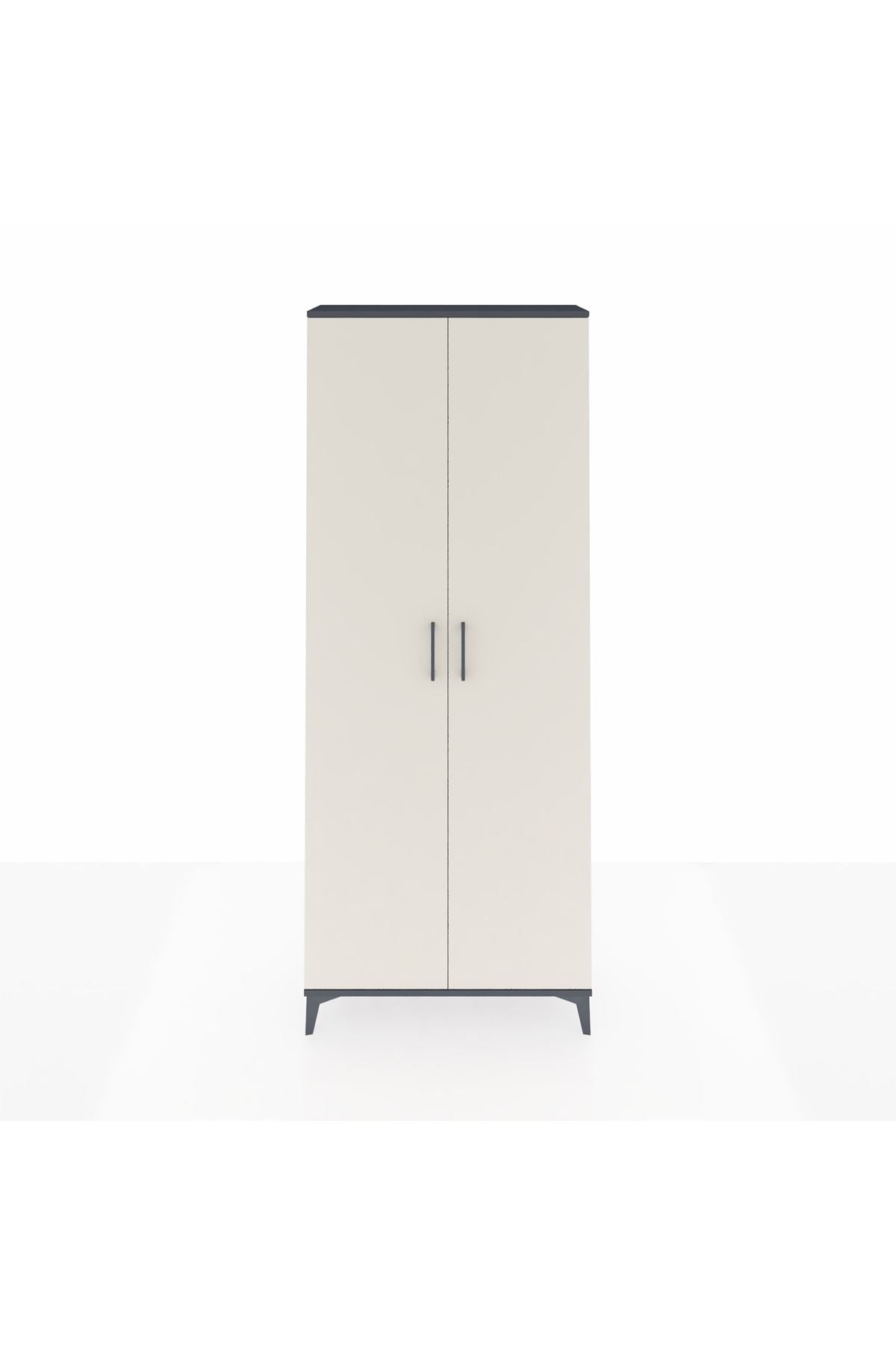 Arges Dolap 2 Raflı 2 Kapaklı Tek Askılı 88x30x221 Antrasit-Aytaşı