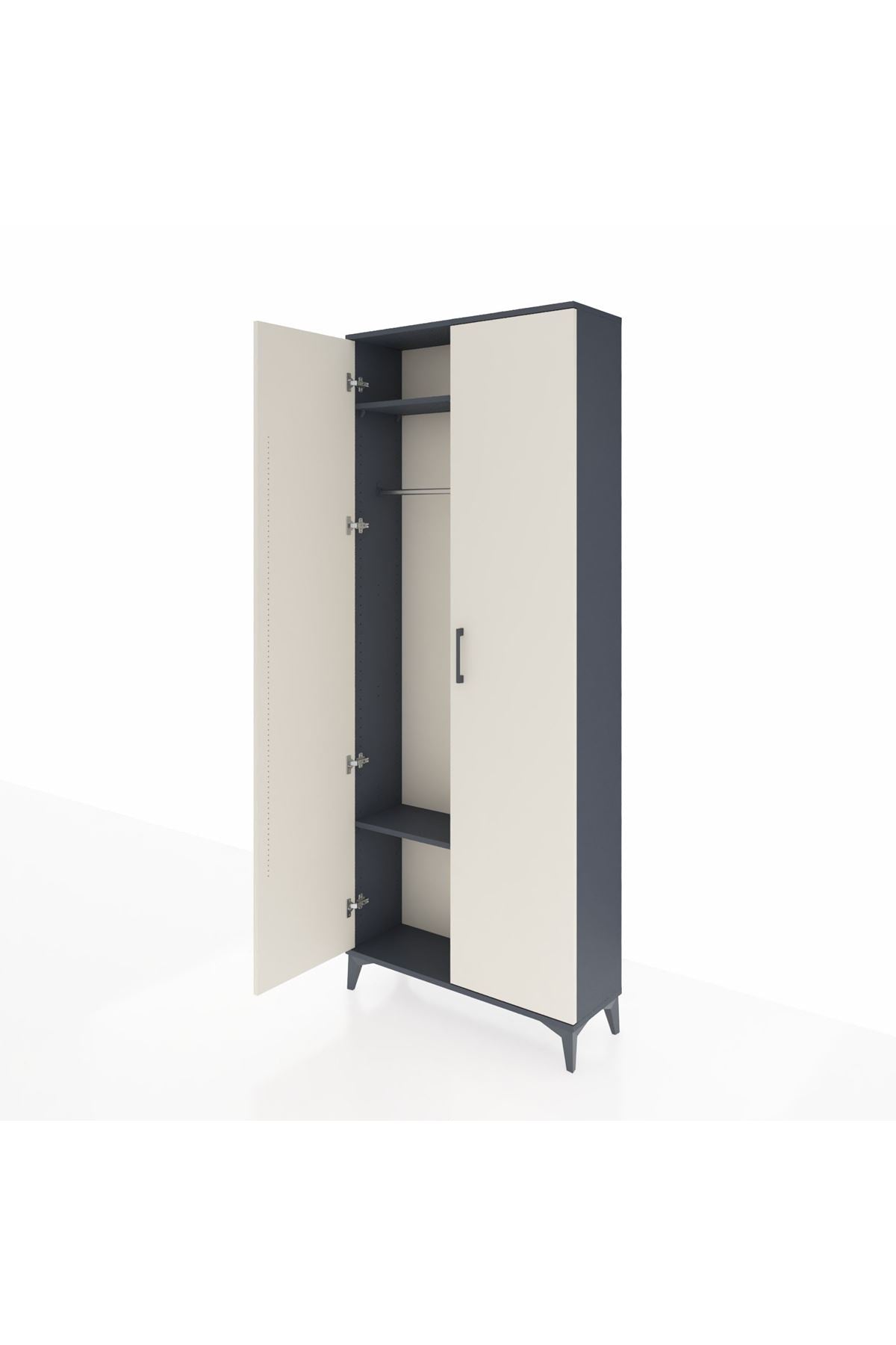 Arges Dolap 2 Raflı 2 Kapaklı Tek Askılı 88x30x221 Antrasit-Aytaşı