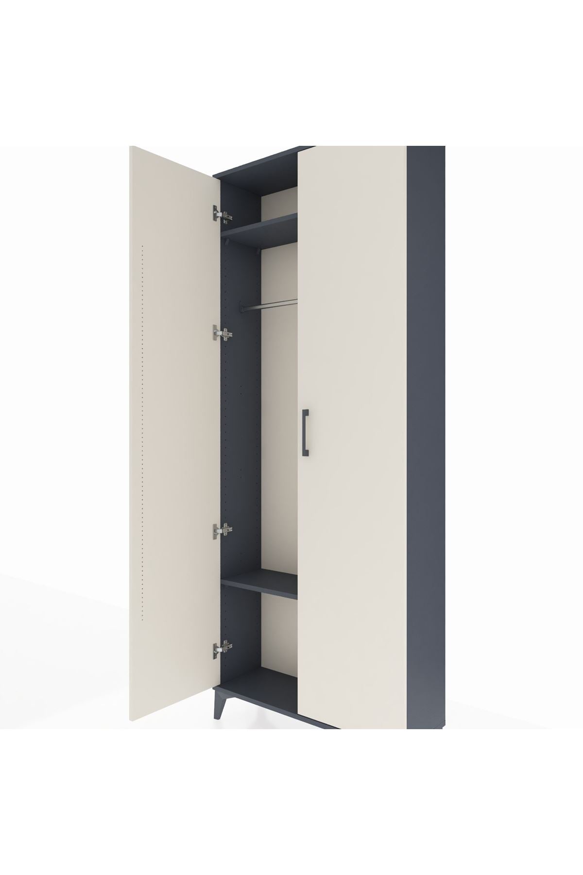 Arges Dolap 2 Raflı 2 Kapaklı Tek Askılı 88x30x221 Antrasit-Aytaşı