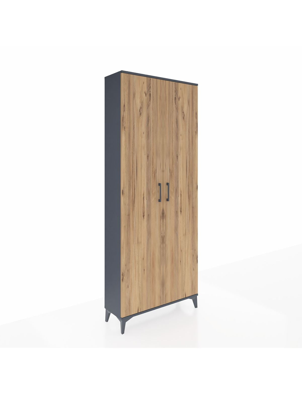 Arges Dolap 2 Raflı 2 Kapaklı Tek Askılı 88x30x221 Antrasit-Çam