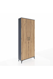 Arges Dolap 2 Raflı 2 Kapaklı Tek Askılı 88x30x221 Antrasit-Çam