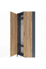 Arges Dolap 2 Raflı 2 Kapaklı Tek Askılı 88x30x221 Antrasit-Çam