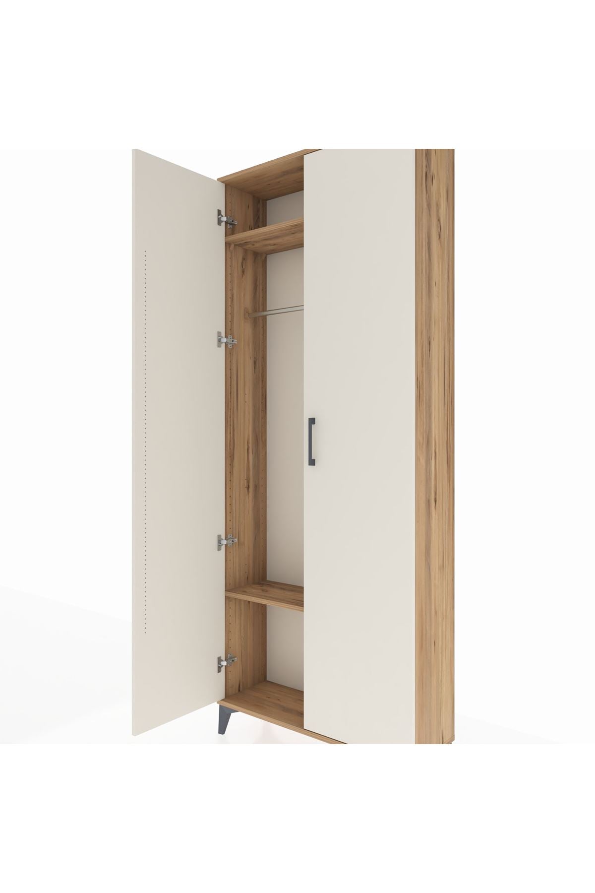 Arges Dolap 2 Raflı 2 Kapaklı Tek Askılı 88x30x221 Çam-Aytaşı