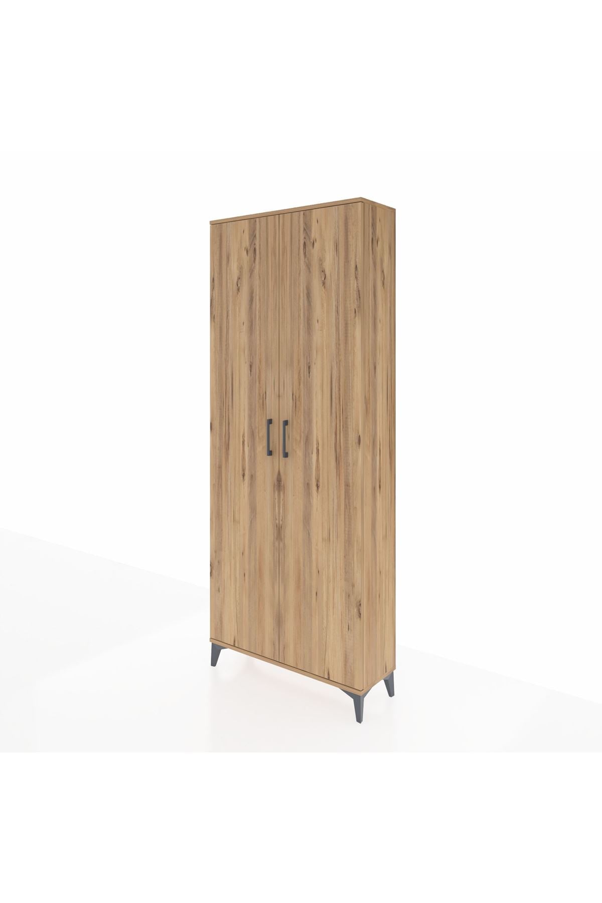 Arges Dolap 2 Raflı 2 Kapaklı Tek Askılı 88x30x221 Çam-Çam