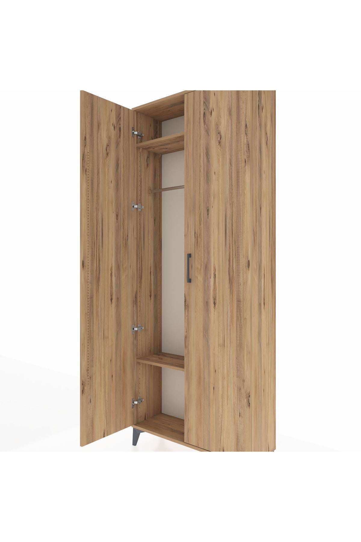 Arges Dolap 2 Raflı 2 Kapaklı Tek Askılı 88x30x221 Çam-Çam