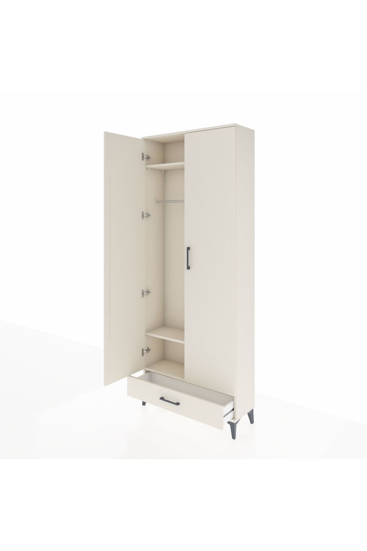 Arges Dolap 3 Raflı Tek Çekmeceli Tek Askılı 88x30x221 Aytaşı-Aytaşı