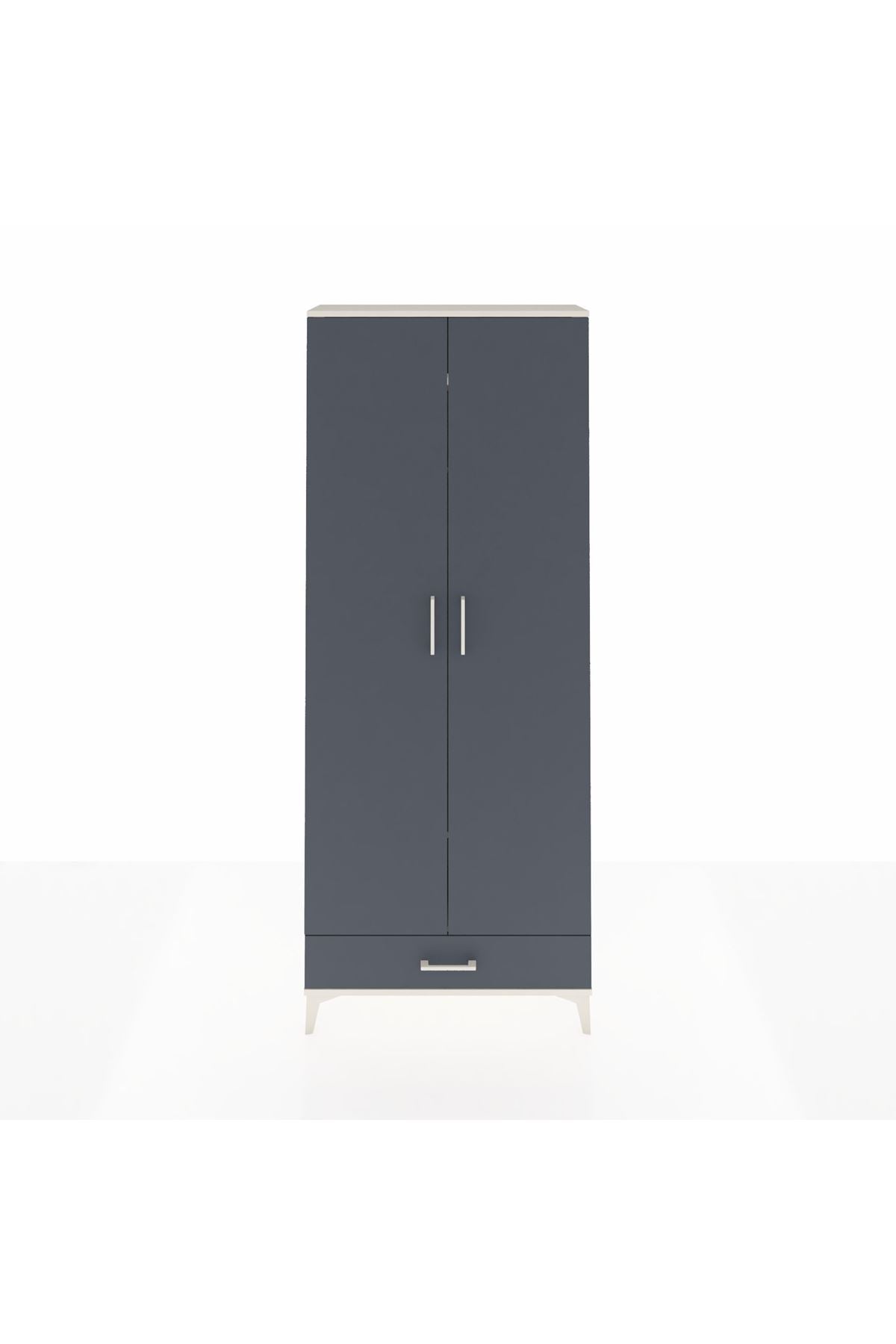 Arges Dolap 3 Raflı Tek Çekmeceli Tek Askılı 88x30x221 Aytaşı-Antrasit