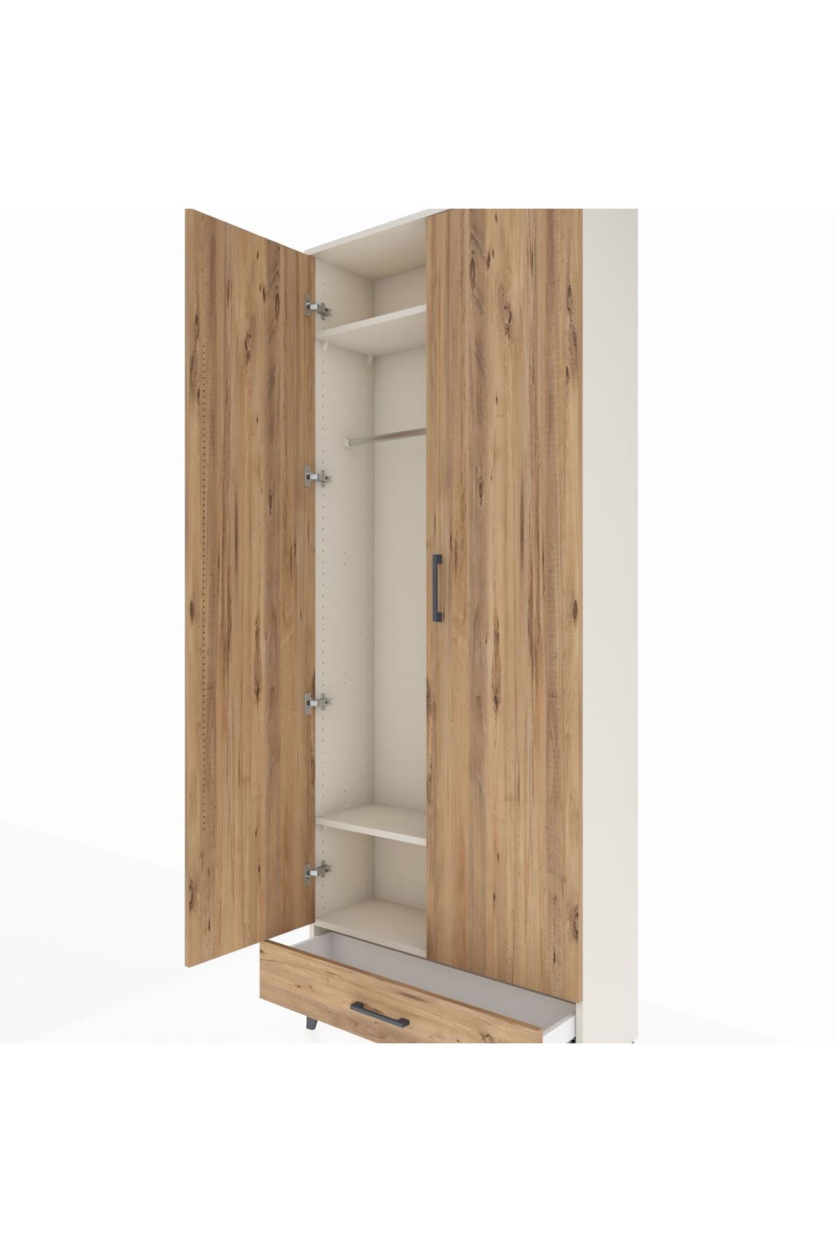 Arges Dolap 3 Raflı Tek Çekmeceli Tek Askılı 88x30x221 Aytaşı-Çam