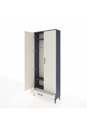 Arges Dolap 3 Raflı Tek Çekmeceli Tek Askılı 88x30x221 Antrasit-Aytaşı