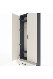 Arges Dolap 3 Raflı Tek Çekmeceli Tek Askılı 88x30x221 Antrasit-Aytaşı