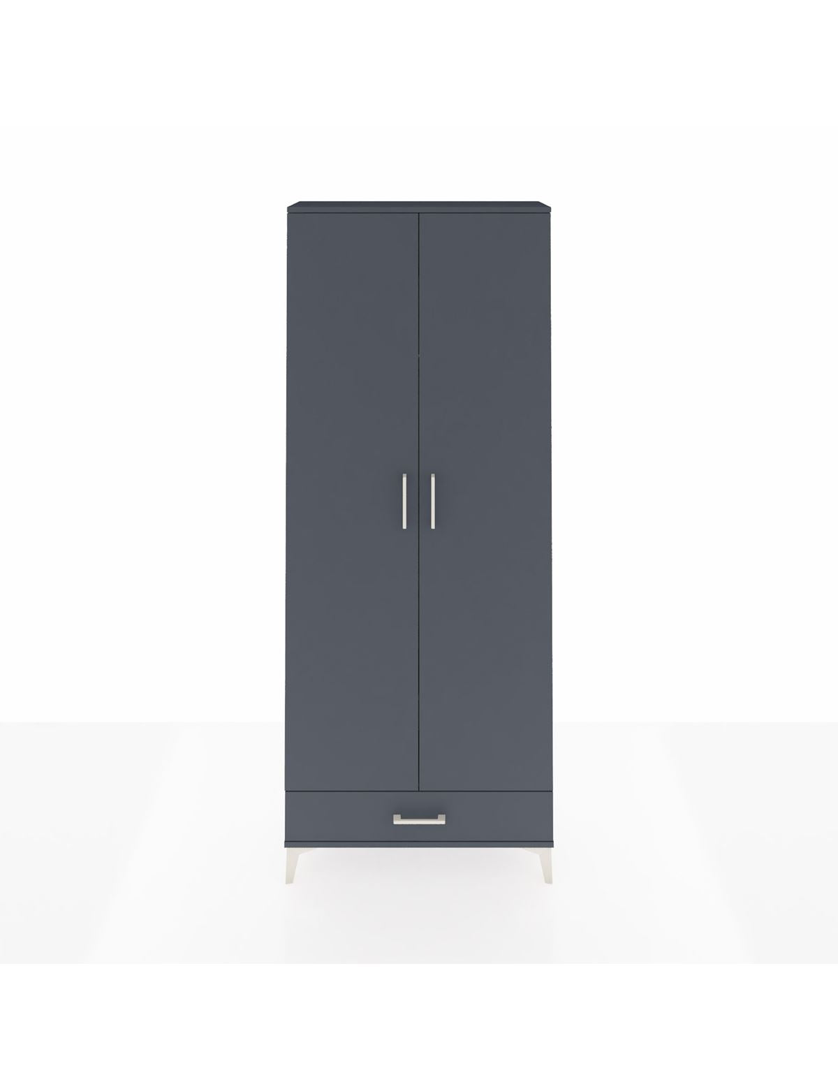 Arges Dolap 3 Raflı Tek Çekmeceli Tek Askılı 88x30x221 Antrasit-Antrasit