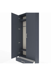 Arges Dolap 3 Raflı Tek Çekmeceli Tek Askılı 88x30x221 Antrasit-Antrasit