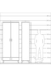 Arges Dolap 3 Raflı Tek Çekmeceli Tek Askılı 88x30x221 Antrasit-Antrasit