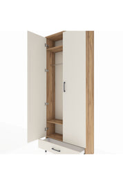 Arges Dolap 3 Raflı Tek Çekmeceli Tek Askılı 88x30x221 Çam-Aytaşı