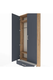 Arges Dolap 3 Raflı Tek Çekmeceli Tek Askılı 88x30x221 Çam-Antrasit