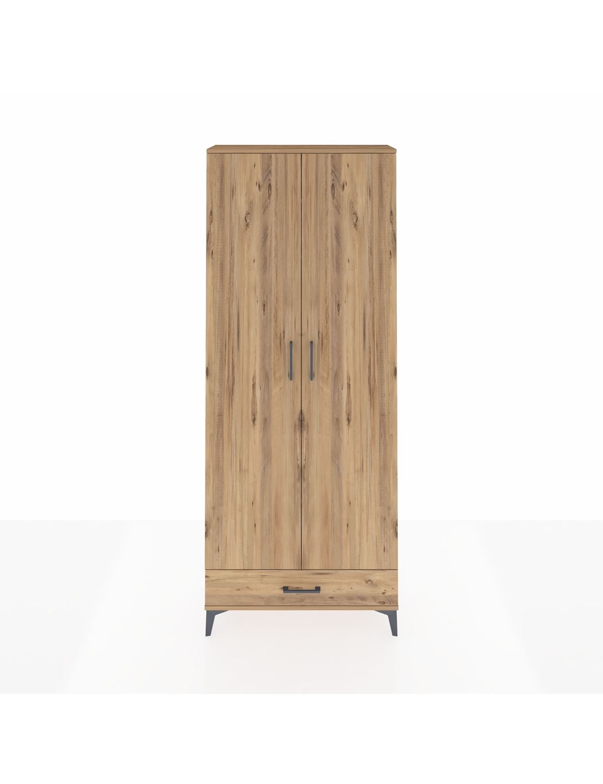 Arges Dolap 3 Raflı Tek Çekmeceli Tek Askılı 88x30x221 Çam-Çam