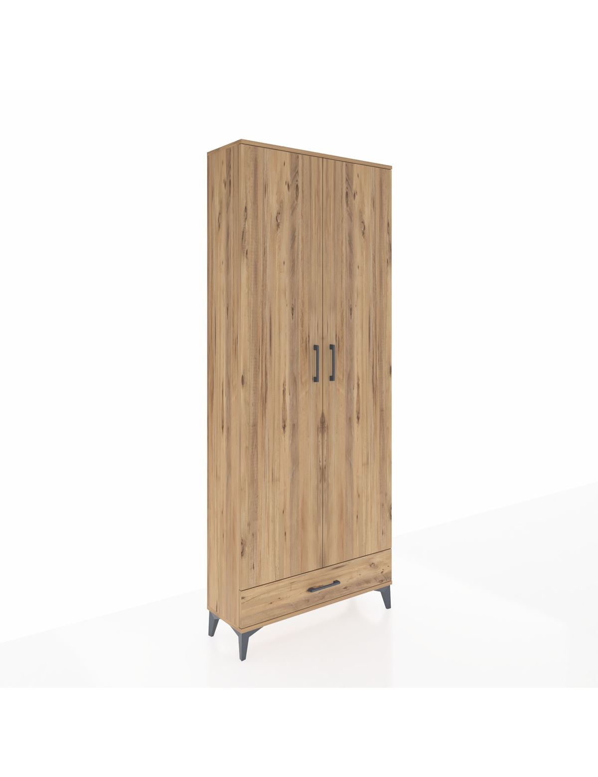 Arges Dolap 3 Raflı Tek Çekmeceli Tek Askılı 88x30x221 Çam-Çam