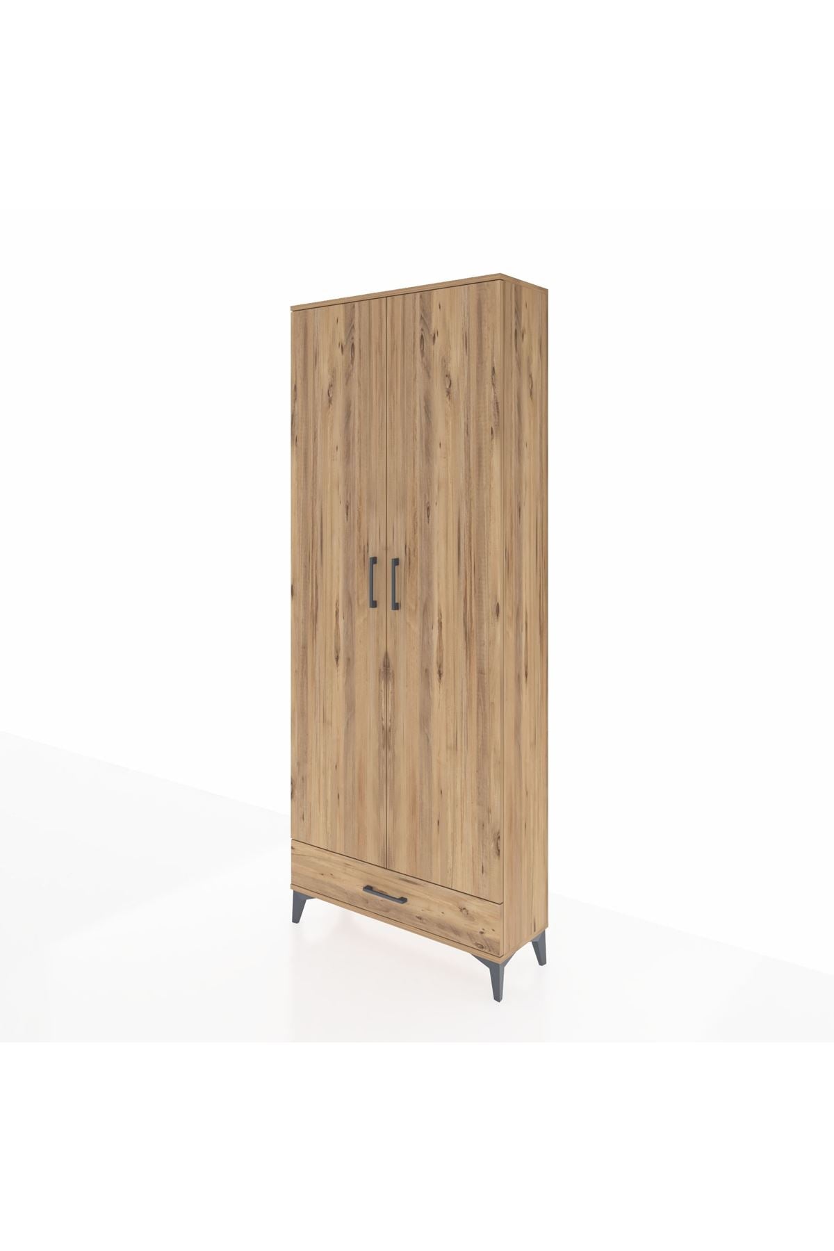 Arges Dolap 3 Raflı Tek Çekmeceli Tek Askılı 88x30x221 Çam-Çam