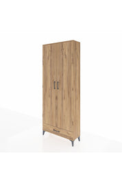 Arges Dolap 3 Raflı Tek Çekmeceli Tek Askılı 88x30x221 Çam-Çam