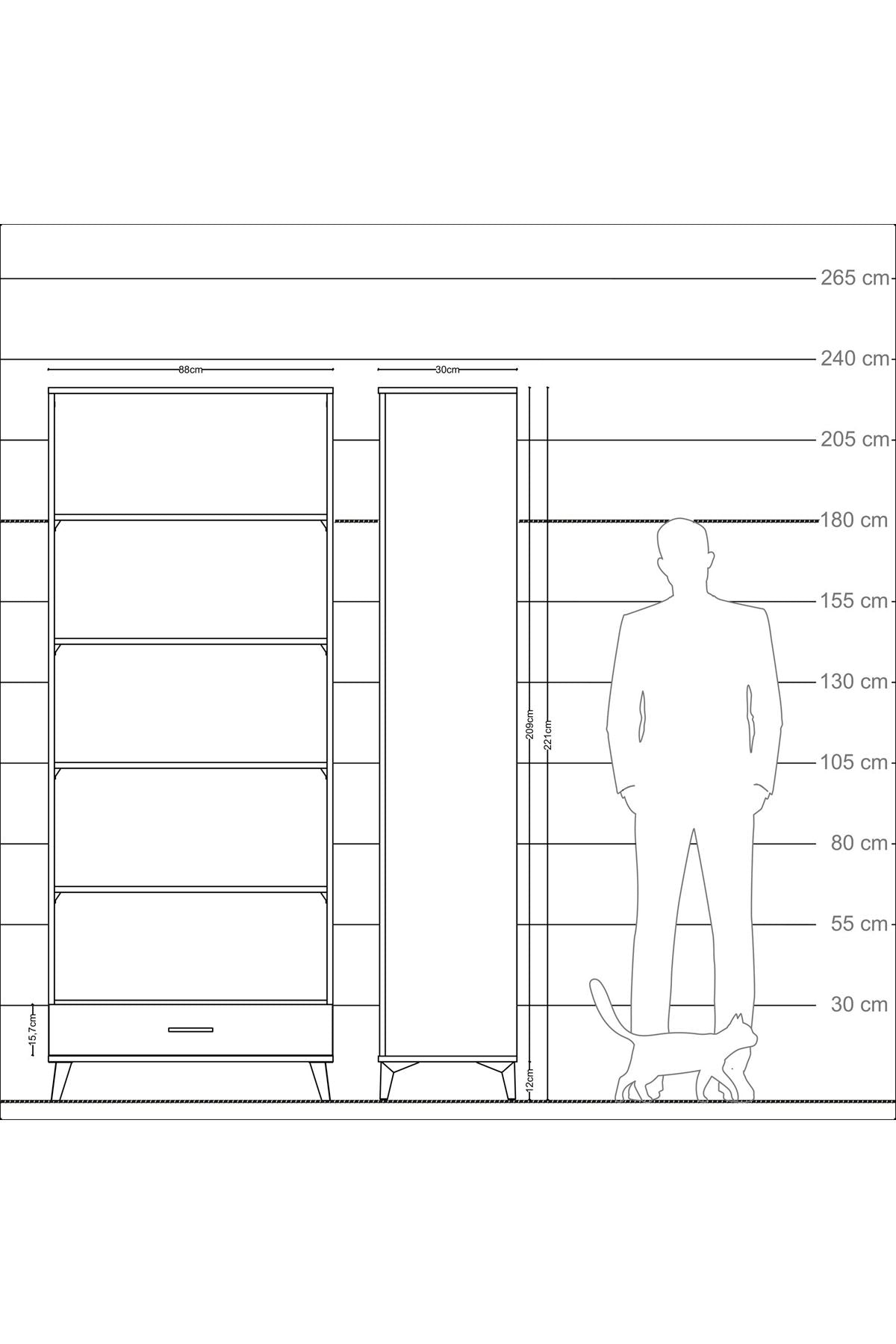 Arges Dolap 5 Raflı Tek Çekmeceli 88x30x221 Aytaşı-Çam
